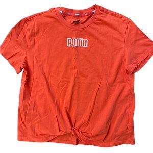 Puma Girls Top/T-Shirt Coral Pink Color Puma‎ Logo Spell Out Size Large